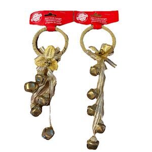 2 Christmas House  5 Jingle Bell Gold 10.5 Inch Door Hangers *NEW*